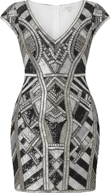 Women's Beaded, V-neck Mini Dress