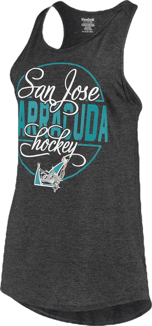 Women's  Heathered Black San Jose Barracuda Tri-Blend Circle Tank Top