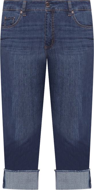 Plus Size High Rise Slim Straight Cuff Jeans