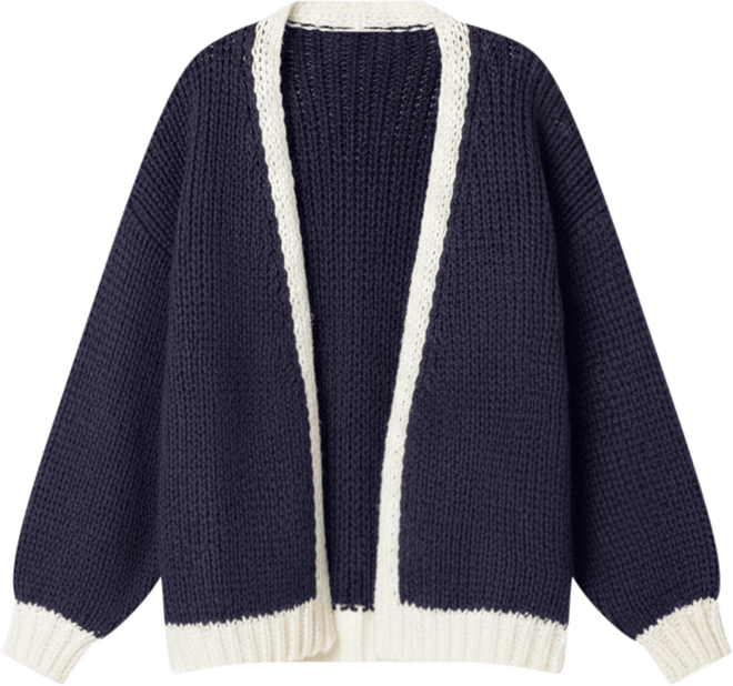 Women's Contrast Chunky Knit Cardigan