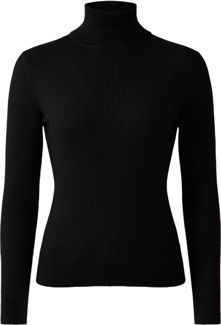 Women's Tissue Weight Cashmere Silk Rib-knit Turtleneck Sweater