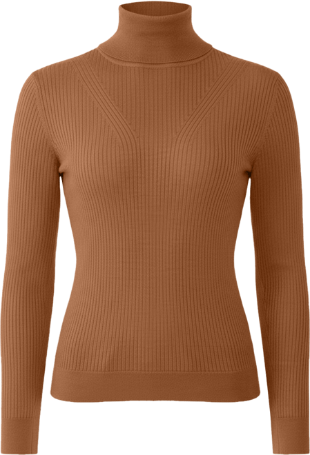 Women's Tissue Weight Cashmere Silk Rib-knit Turtleneck Sweater