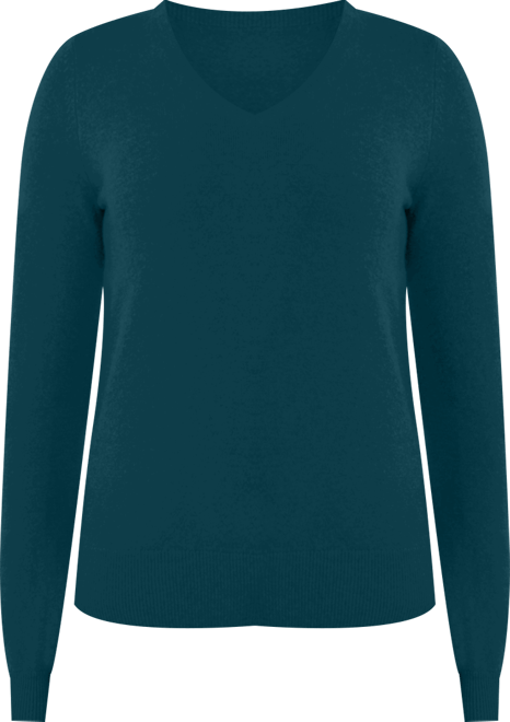 Women's 100% Pure Cashmere Long Sleeve Pullover V Neck Sweater