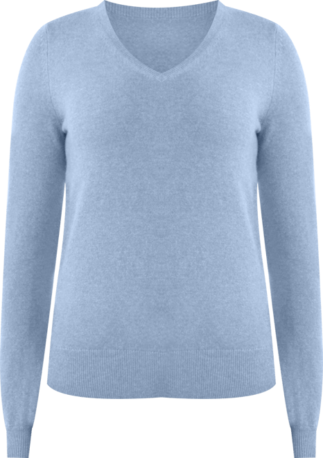 Women's 100% Pure Cashmere Long Sleeve Pullover V Neck Sweater