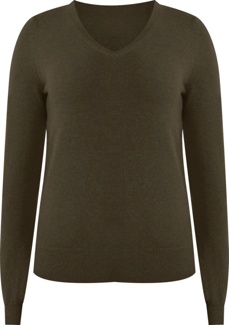 Women's 100% Pure Cashmere Long Sleeve Pullover V Neck Sweater