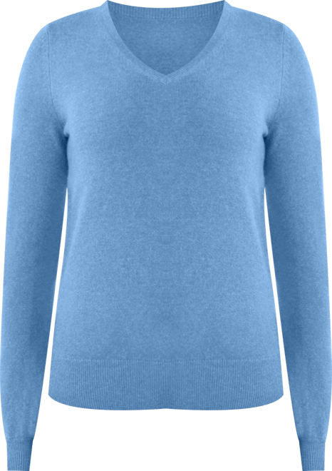 Women's 100% Pure Cashmere Long Sleeve Pullover V Neck Sweater