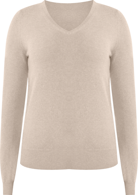 Women's 100% Pure Cashmere Long Sleeve Pullover V Neck Sweater