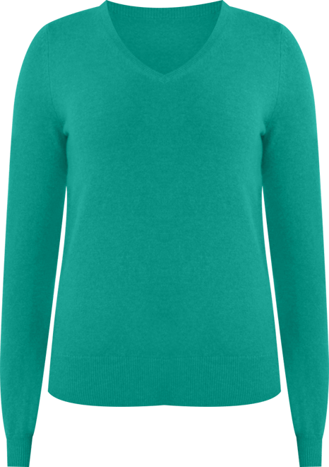 Women's 100% Pure Cashmere Long Sleeve Pullover V Neck Sweater