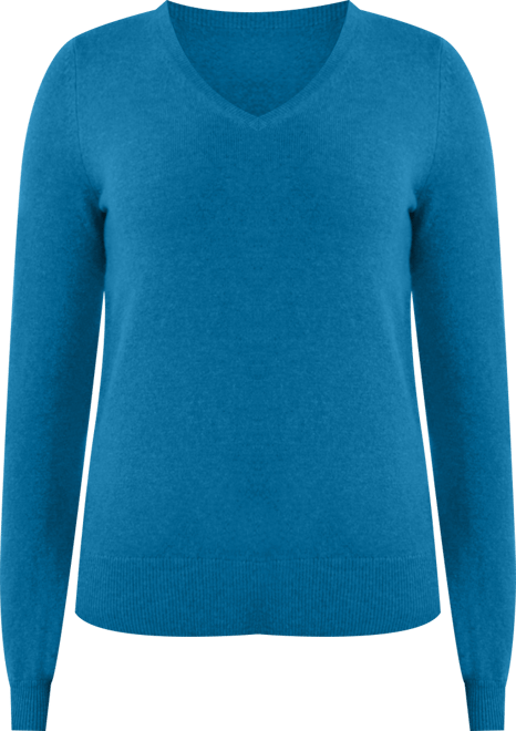 Women's 100% Pure Cashmere Long Sleeve Pullover V Neck Sweater