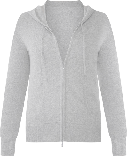 Women's 100% Pure Cashmere Long Sleeve Zip Hoodie Cardigan Sweater