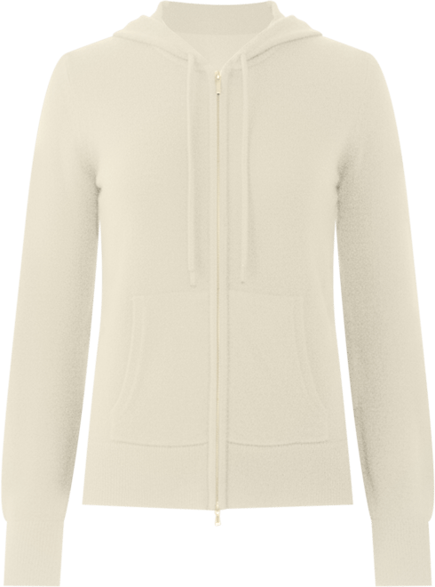 Women's 100% Pure Cashmere Long Sleeve Zip Hoodie Cardigan Sweater