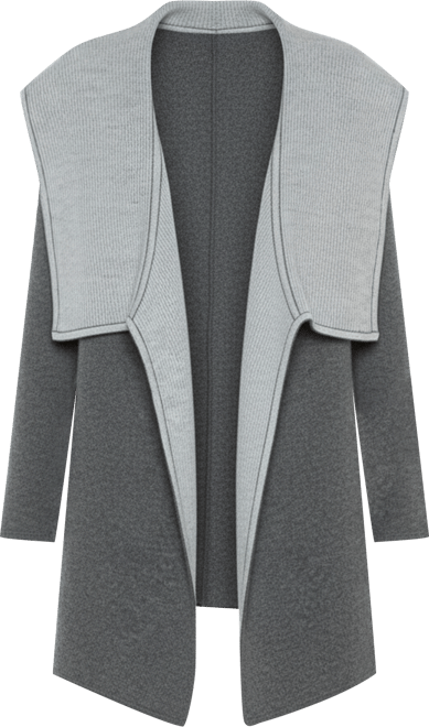 Women's 100% Pure Cashmere Long Sleeve 2-tone Double Face Cascade Open Cardigan Sweater