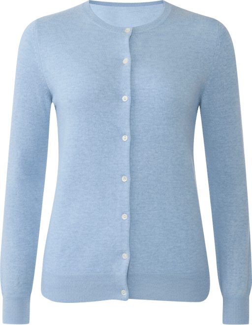 Women's 100% Cashmere Button Front Long Sleeve Crewneck Cardigan Sweater