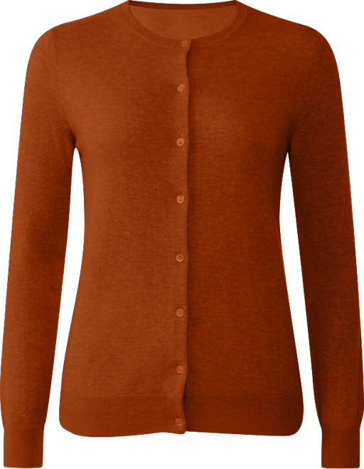 Women's 100% Cashmere Button Front Long Sleeve Crewneck Cardigan Sweater