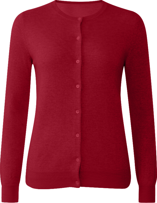 Women's 100% Cashmere Button Front Long Sleeve Crewneck Cardigan Sweater
