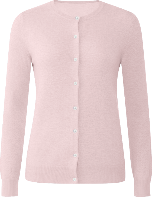 Women's 100% Cashmere Button Front Long Sleeve Crewneck Cardigan Sweater