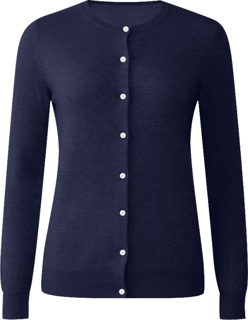 Women's 100% Cashmere Button Front Long Sleeve Crewneck Cardigan Sweater