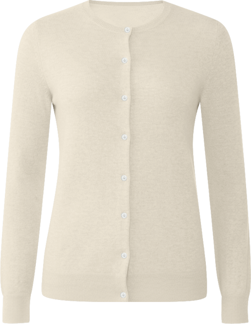 Women's 100% Cashmere Button Front Long Sleeve Crewneck Cardigan Sweater