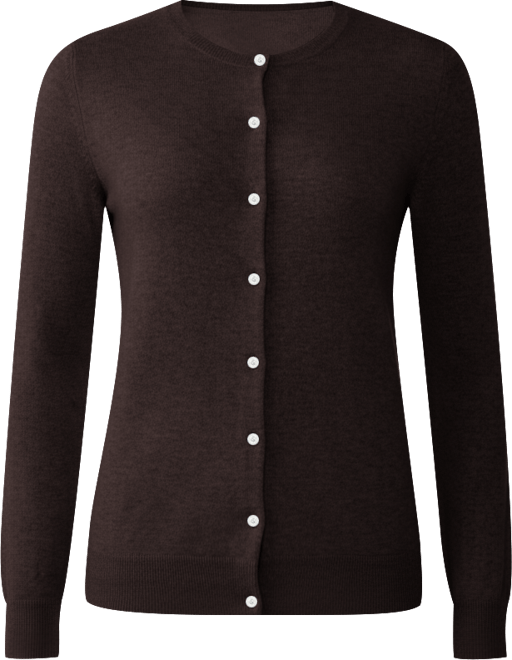 Women's 100% Cashmere Button Front Long Sleeve Crewneck Cardigan Sweater