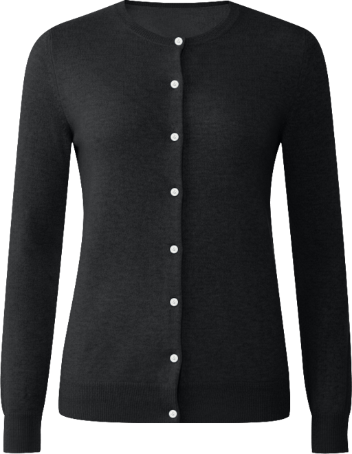 Women's 100% Cashmere Button Front Long Sleeve Crewneck Cardigan Sweater