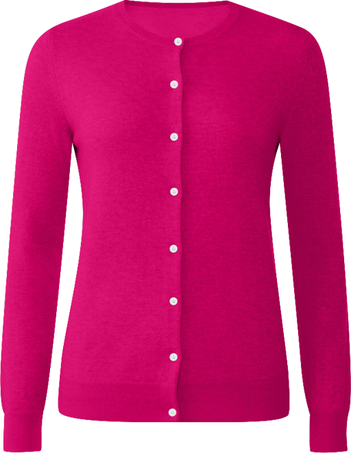 Women's 100% Cashmere Button Front Long Sleeve Crewneck Cardigan Sweater