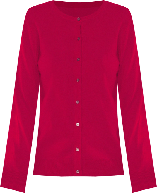 Women's 100% Cashmere Button Front Long Sleeve Crewneck Cardigan Sweater