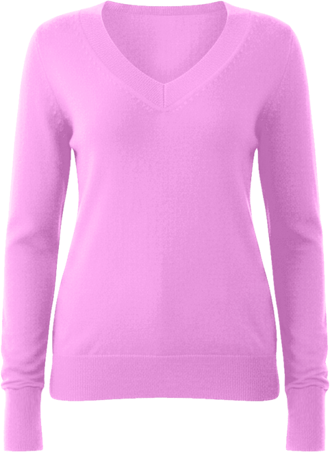Women's 100% Pure Cashmere Long Sleeve Ava V Neck Pullover Sweater