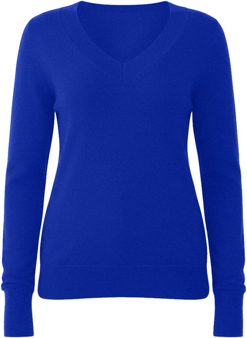 Women's 100% Pure Cashmere Long Sleeve Ava V Neck Pullover Sweater
