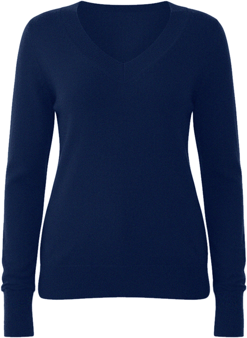 Women's 100% Pure Cashmere Long Sleeve Ava V Neck Pullover Sweater