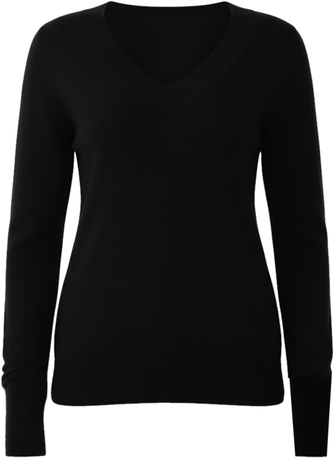 Women's 100% Pure Cashmere Long Sleeve Ava V Neck Pullover Sweater