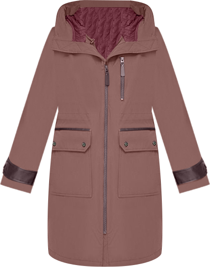 Women's Gemas Lightweight Parka Coat With Matte Shell and Faux Leather Details