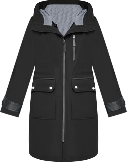 Women's Gemas Lightweight Parka Coat With Matte Shell and Faux Leather Details