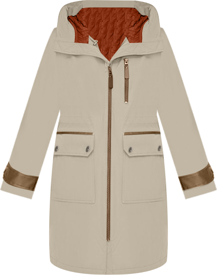 Women's Gemas Lightweight Parka Coat With Matte Shell and Faux Leather Details