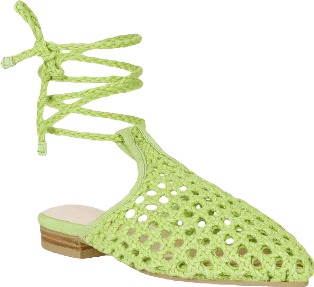 Tutsi Womens Handwoven Honeycomb Tie Up Flat Mules