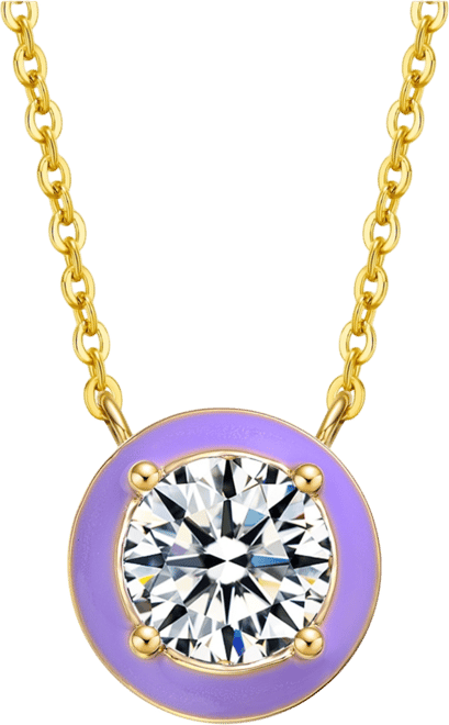 Teens 14k Yellow Gold with Cubic Zirconia Solitaire Blue Enamel Petite Halo Pendant Layering Necklace