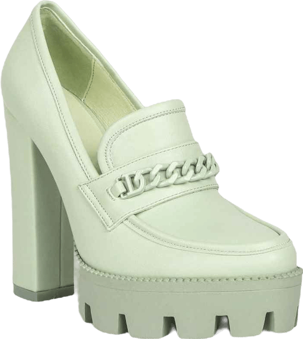 Corinne Womens Chain Embellished Chunky Loafers