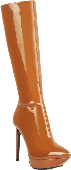 Chatton Womens Patent Stiletto High Heeled Calf Boots