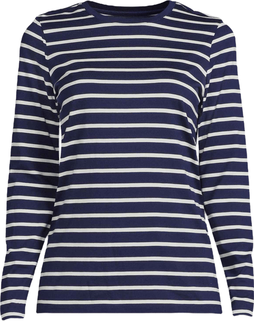 Plus Size Relaxed Supima Cotton Long Sleeve Crew Neck T-Shirt