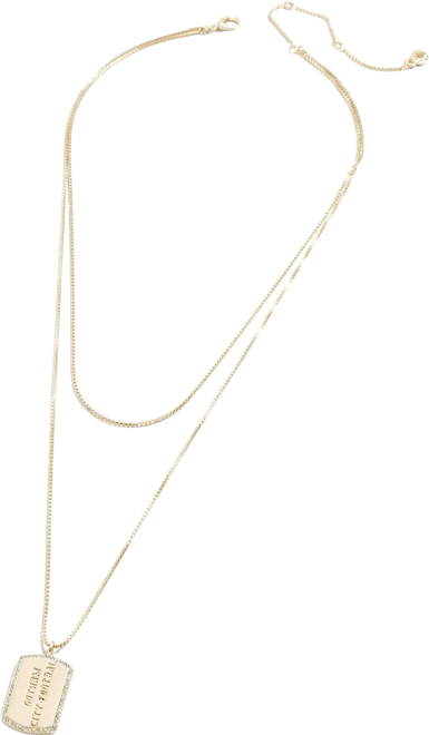 Women's  x Baublebar New York Jets Gold Dog Tag Necklace