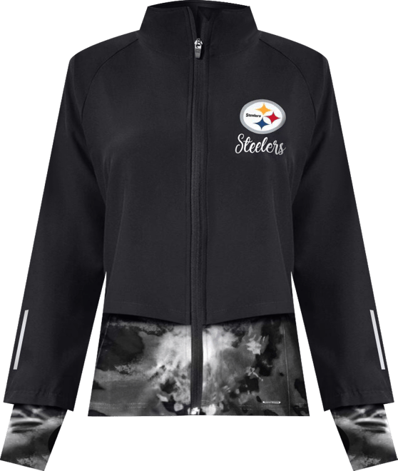 Women's  Black Pittsburgh Steelers Grace Raglan Full-Zip Running Jacket