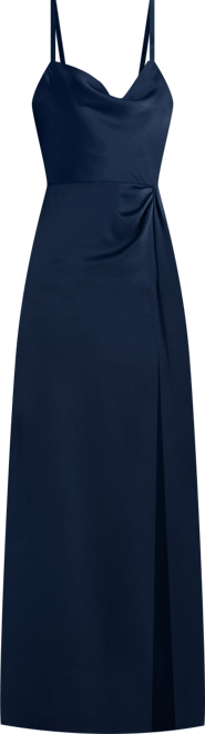 Women's Cowl-Neck Draped Wrap Maxi Dress with Front Slit