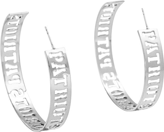 Women's  x Baublebar Silver-Tone New England Patriots Large Cutout Hoop Earrings