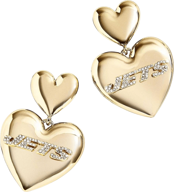 Women's  x Baublebar Gold-Tone New York Jets Heart Statement Drop Earrings
