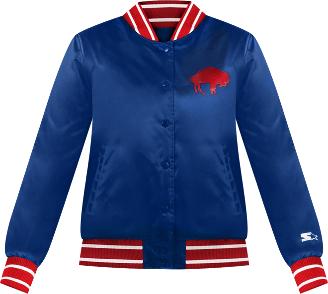 Women's  Royal Buffalo Bills Full Count Satin Full-Snap Varsity Jacket