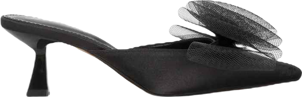 Women asma organza bow embellished satin mules