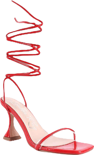 Womens Biten Berry Spool Heel Lace Up Sandals