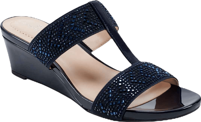 Women's Iluvit Embellished T-Strap Wedge Sandals