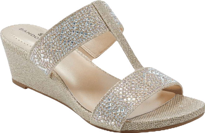 Women's Iluvit Embellished T-Strap Wedge Sandals