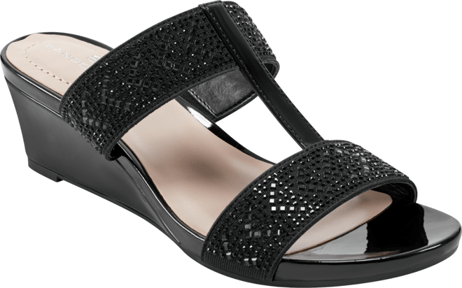 Women's Iluvit Embellished T-Strap Wedge Sandals