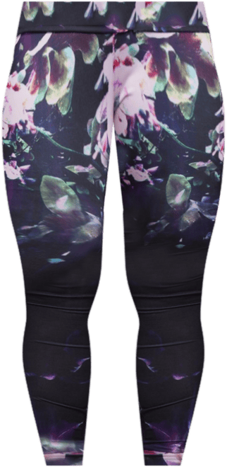 Women's Plus Size Curvy Fit Active Floral Print Poly Tricot Leggings